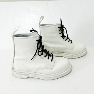 Dr. Martens White 1460 Mono Patent Leather Lace-Up Boots